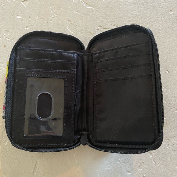 Vera Bradley Wristlet Wallet Black Leaves and Flowers - Picture 5 of 7